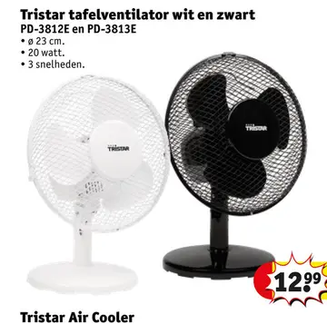 Aanbieding: Tristar tafelventilator wit en zwart