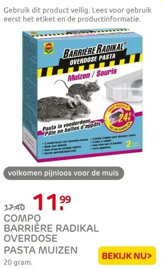 Aanbieding: Barrière radikal overdose pasta muizen