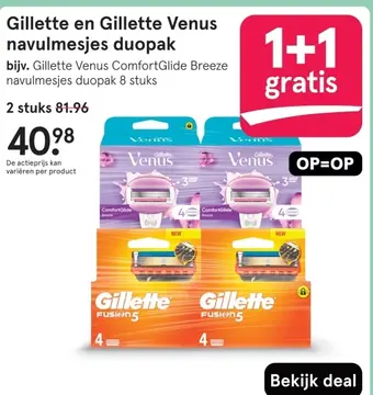 Aanbieding: Gillette en Gillette Venus navulmesjes duopak