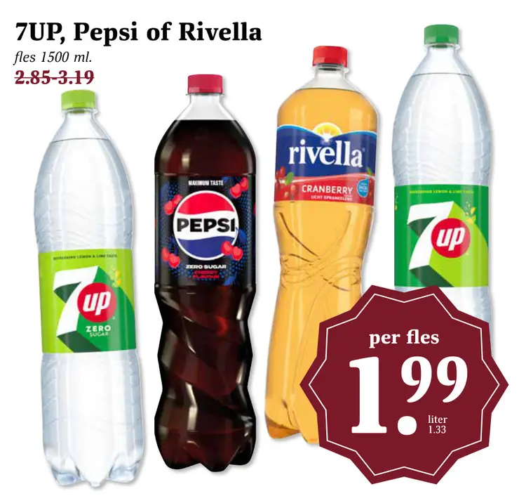 Aanbieding: 7UP, Pepsi of Rivella