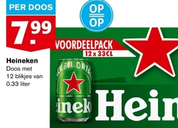 Aanbieding: Heineken Doos met 12 blikjes van liter