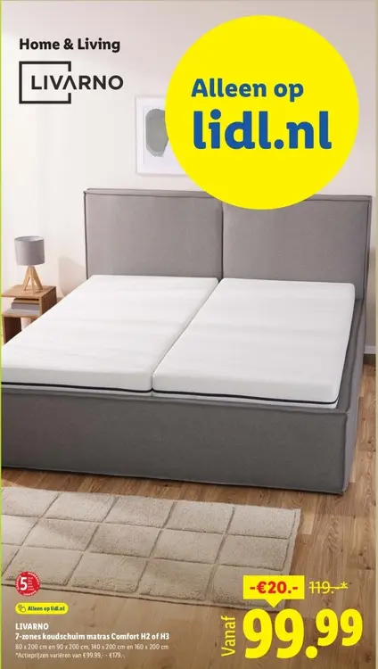 Aanbieding: 7-zones koudschuim matras Comfort H2 of H3