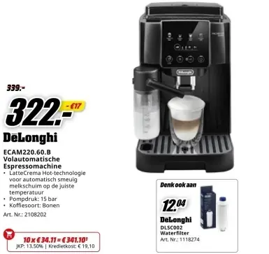 Promotie: ECAM220.60.B Volautomatische Espressomachine