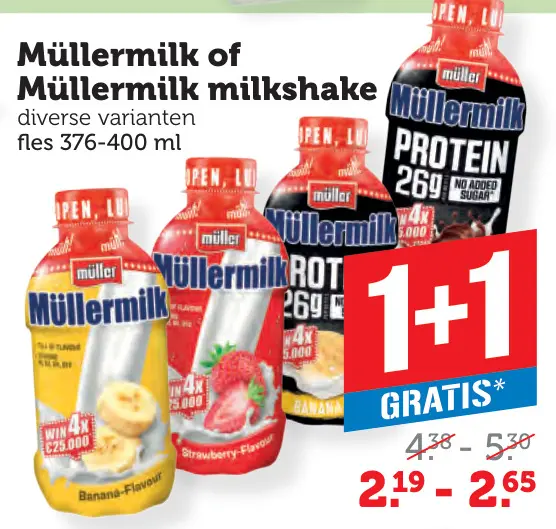 Aanbieding: Müllermilk of Müllermilk milkshake