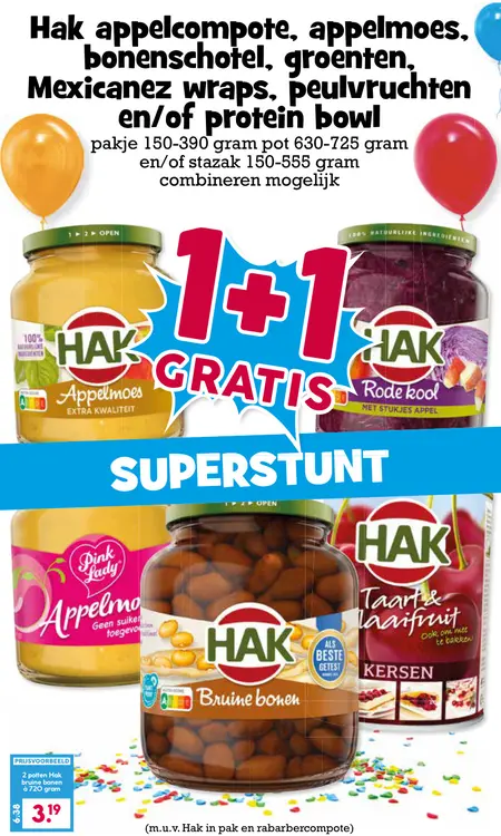 Aanbieding: Hak appelcompote, appelmoes, bonenschotel, groenten, Mexicanez wraps, peulvruchten en/of protein bowl