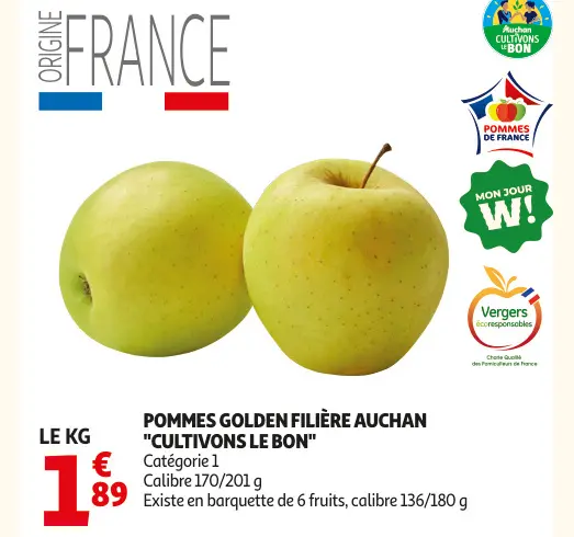 Promotie: Pommes golden filière Auchan