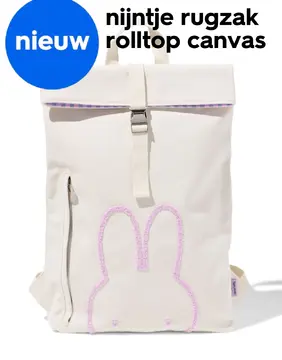 Aanbieding: nijntje rugzak rolltop canvas