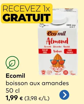 Offre: Ecomil boisson aux amandes