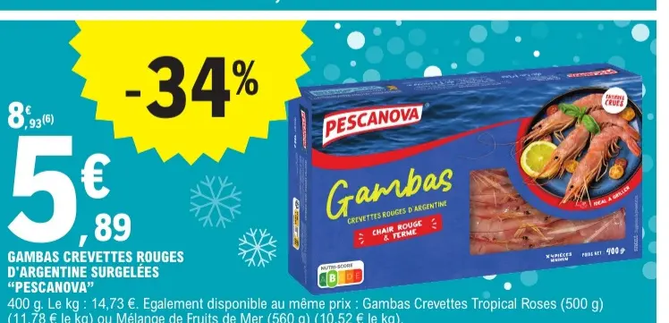 Offre: Gambas crevettes rouges d'argentine surgelées