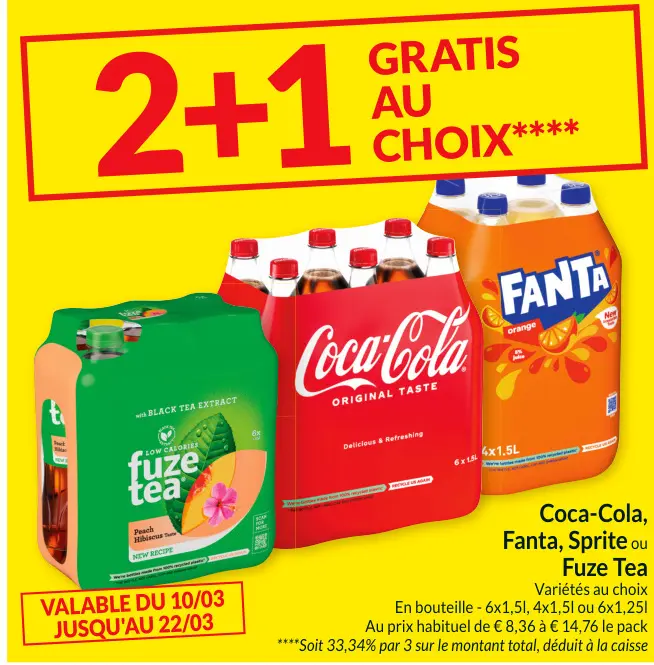 Offre: Coca-Cola, Fanta, Sprite ou Fuze Tea