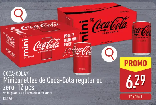 Offre: Minicanettes de Coca-Cola regular ou zero