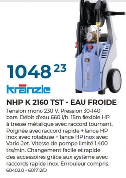 Offre: NHP K 2160 TST - EAU FROIDE