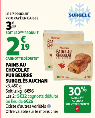Promotie: Pains au chocolat pur beurre surgelés