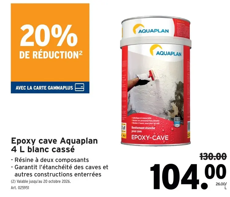 Offre: Epoxy cave Aquaplan 4 L blanc cassé