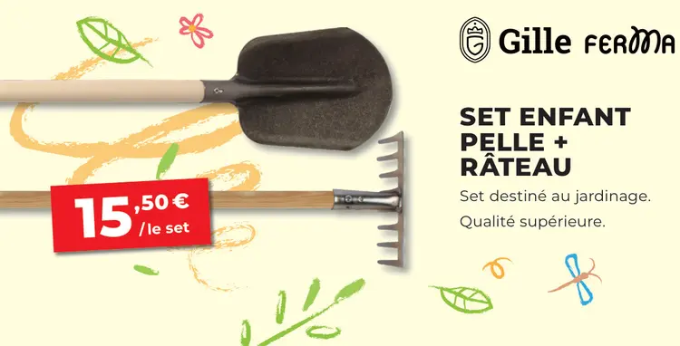 Offre: Set enfant pelle + râteau