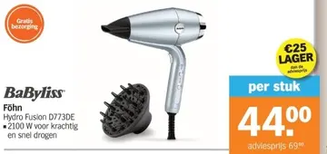 Aanbieding: BaByliss Föhn Hydro Fusion D773DE