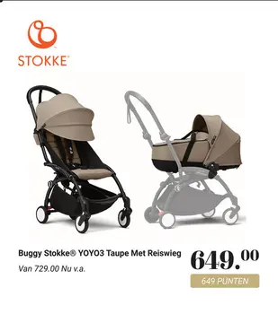Aanbieding: Buggy Stokke® YOYO3 Taupe Met Reiswieg