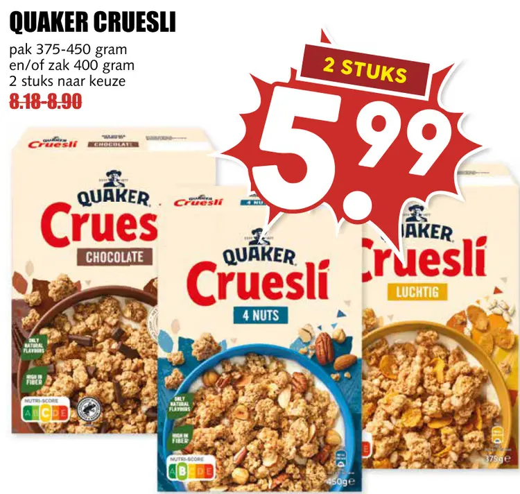 Aanbieding: Quaker cruesli