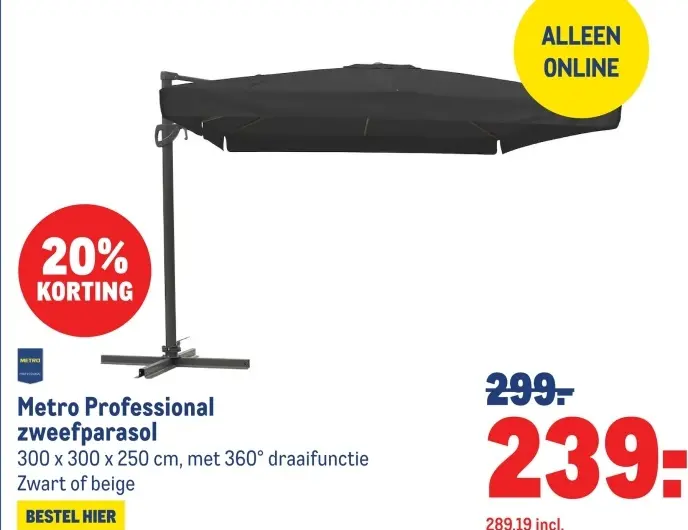 Aanbieding: zweefparasol