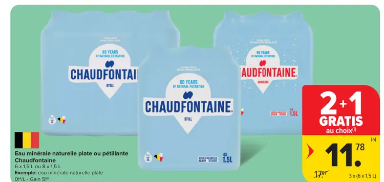 Offre: Eau minérale naturelle plate ou pétillante