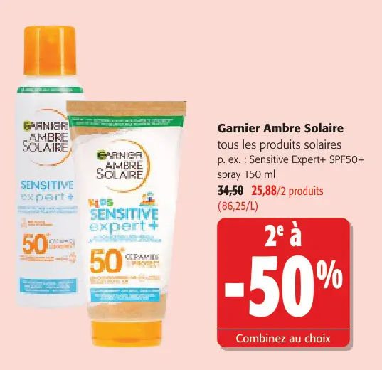 Offre: Ambre Solaire Sensitive Expert+ SPF50+ spray