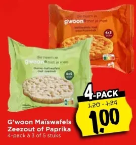 Aanbieding: Maïswafels Zeezout of Paprika