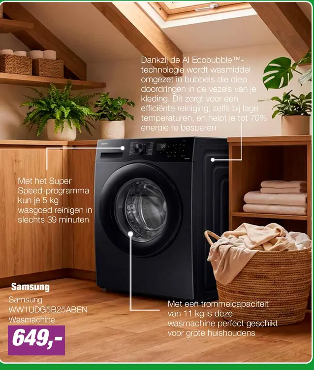 Aanbieding: Samsung WW1UDG5B25ABEN Wasmachine