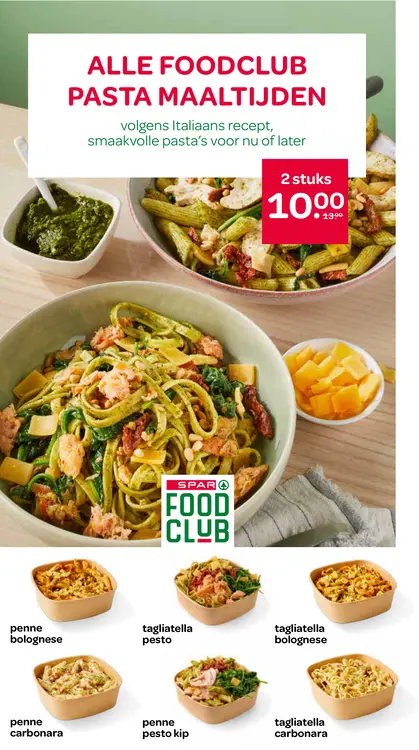 Aanbieding: Foodclub pasta maaltijden zoals tagliatella bolognese