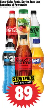 Aanbieding: Coca-Cola, Fanta, Sprite, Fuze tea, Aquarius