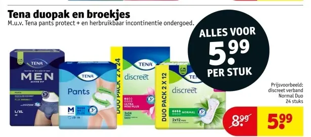 Aanbieding: Tena duopak en broekjes