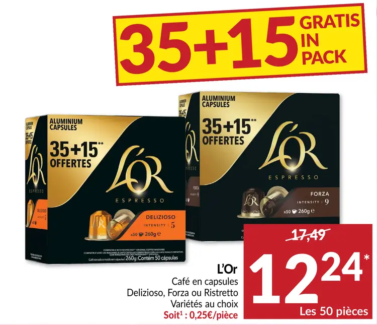 Offre: Café en capsules Delizioso, Forza ou Ristretto