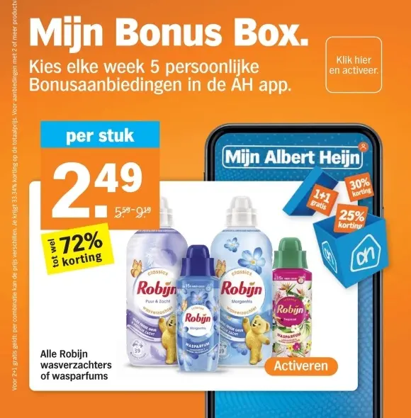 Aanbieding: Alle Robijn wasverzachters of wasparfums