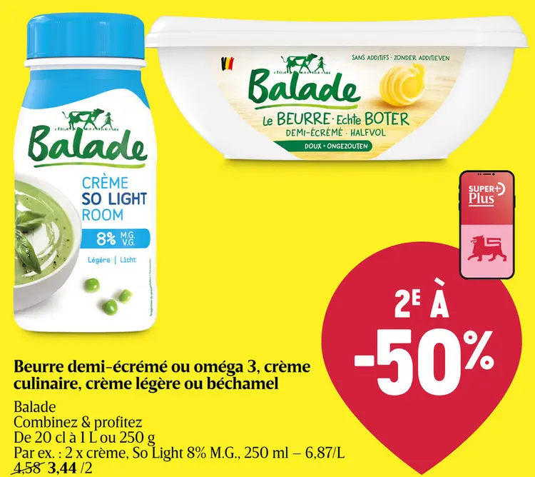 Offre: Beurre demi-écrémé ou oméga 3, crème culinair
