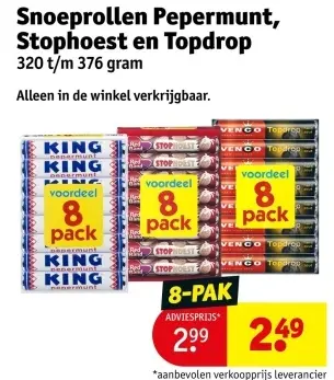 Aanbieding: Snoeprollen Pepermunt, Stophoest en Topdrop