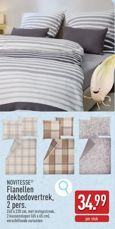 Aanbieding: Flanellen dekbedovertrek, 2 pers.