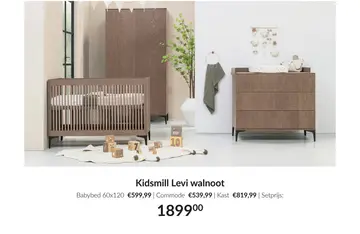 Aanbieding: Levi walnoot babykamer