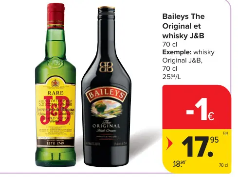 Offre: Baileys The Original et whisky J&B