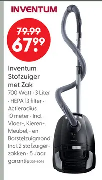Aanbieding: Inventum Stofzuiger met Zak