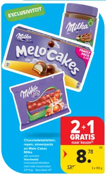 Aanbieding: Chocoladetabletten, repen, smeerpasta en Melo Cakes Milka