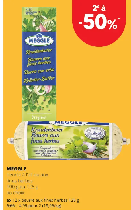 Offre: beurre à l'ail ou aux fines herbes