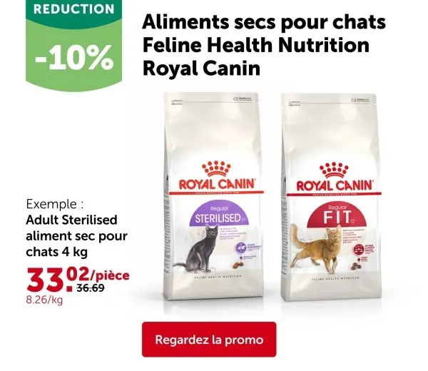 Offre: Adult sterilised aliment sec pour chats 4 kg