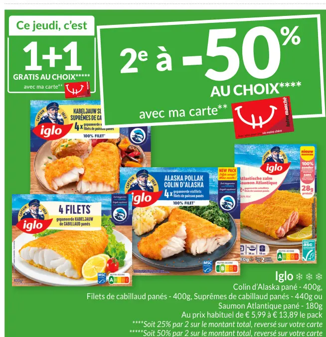 Offre: Iglo Colin d'Alaska pané, Filets de cabillaud