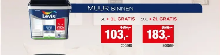 Promotie: Levis muurverf mat 6l wit