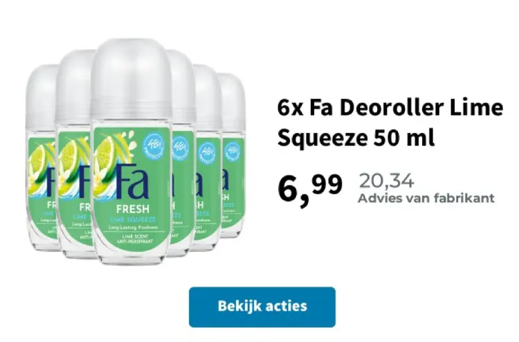 Promotie: Fa Deoroller Lime Squeeze