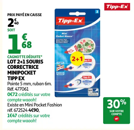 Offre: Lot souris correctrice minipocket