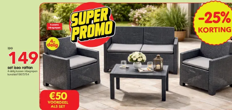 Promotie: set iseo rattan
