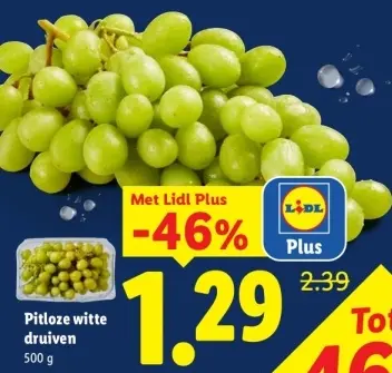 Aanbieding: Pitloze witte druiven