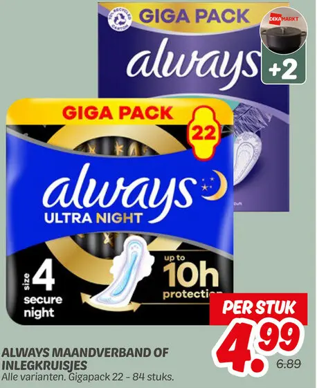 Aanbieding: Always maandverband of inlegkruisjes