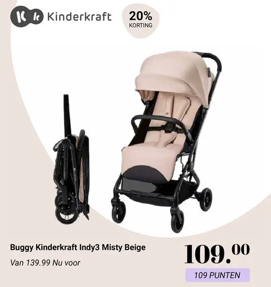 Aanbieding: Buggy Kinderkraft Indy3 Misty Beige