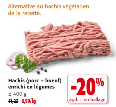 Offre: Hachis (porc + boeuf) enrichi en légumes